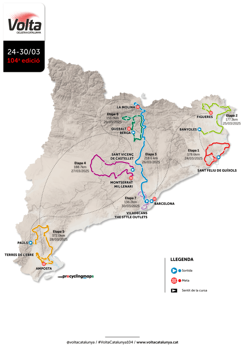 Map of the 2025 Volta a Catalunya route