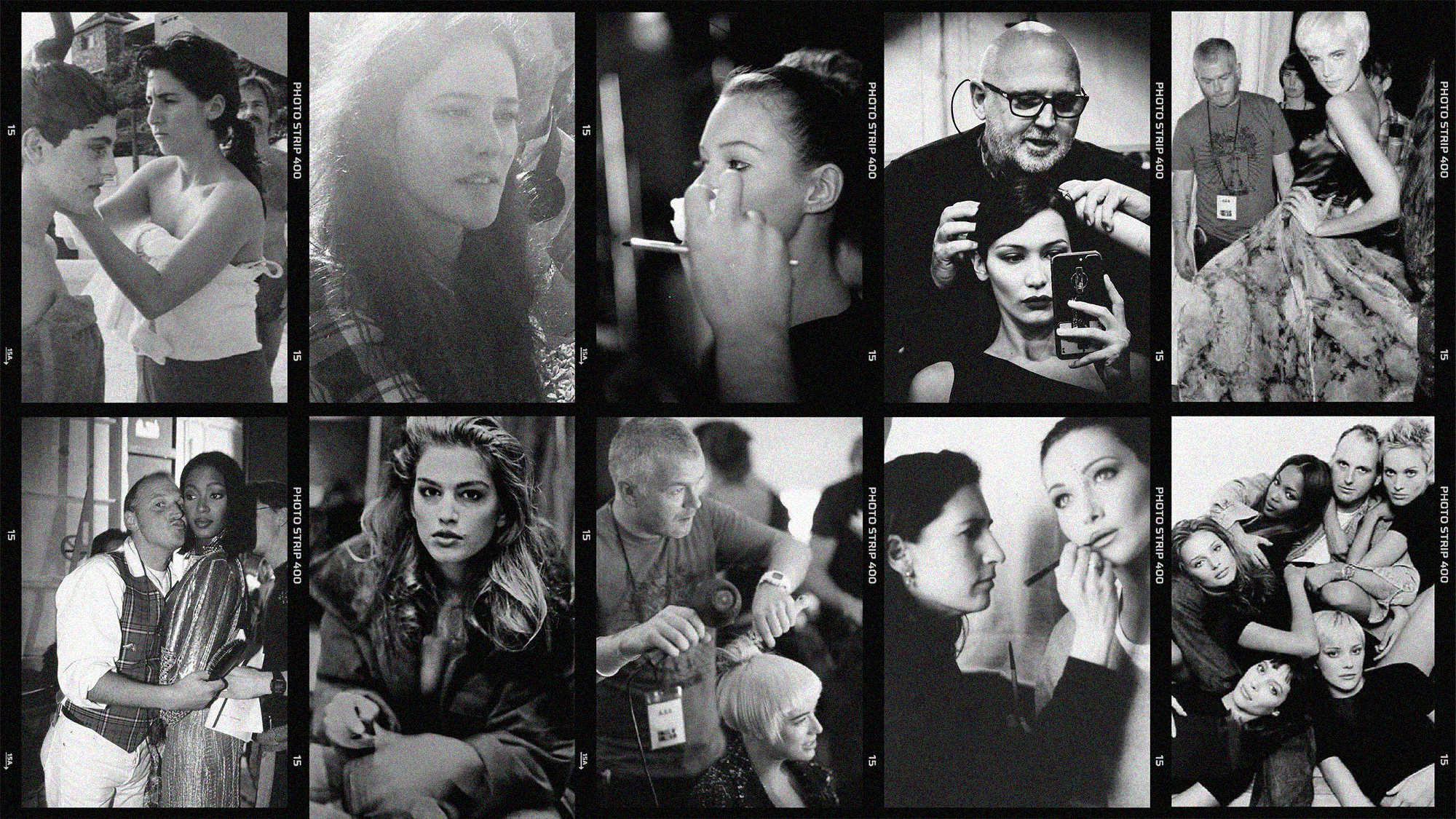 Vintage images of Sam McKnight, Adam Reed, Lisa Eldridge and Bobbi Brown on shoots and with models