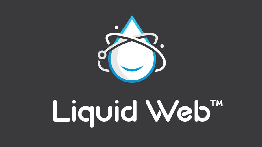 Liquid Web logo in white on dark grey background