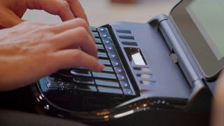 Typing on a stenograph typewriter