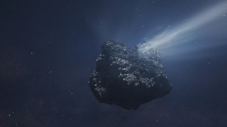 An illustration of the comet C/2014 UN271, the largest known comet in the Oort Cloud.