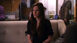 Meghann Fahy looking down and nervous on The Good Wife.