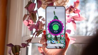 The Android 17 logo on a Google Pixel 10 Pro XL