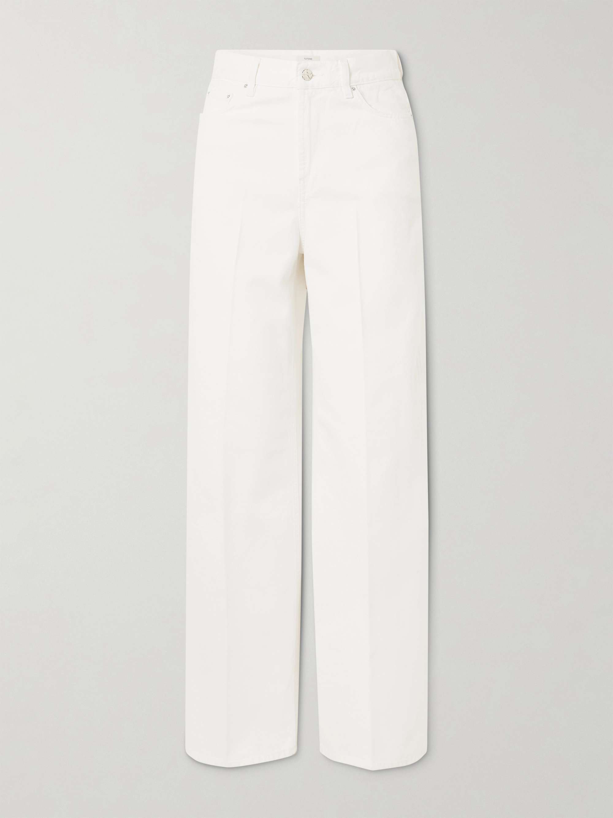 Pleated High-Rise Wide-Leg Organic Jeans