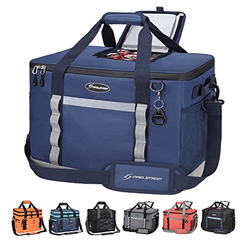 Maelstrom Collapsible Soft Cooler Bag,35/55/75 Cans Beach Cooler With Flip Top Lid, Ice Chest, Leakproof & Portable for Beach, Camping, Road Trips & Grocery Shopping (blue, 75 Can)