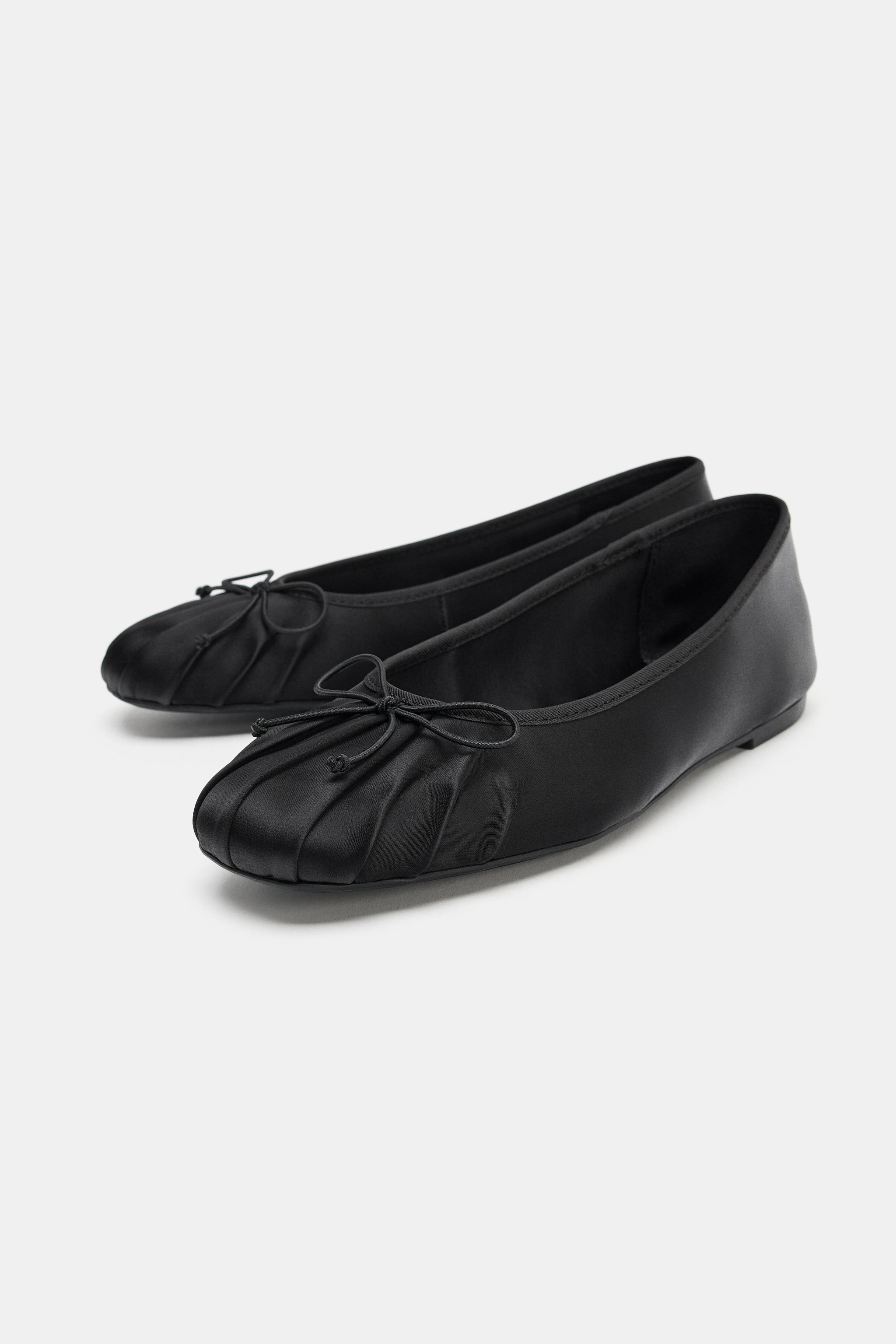 Satin Ballet Flats With Bow