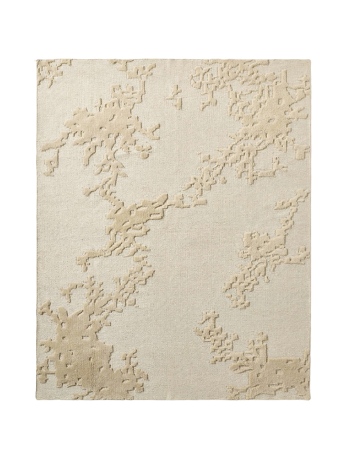 Sierra Hand-Knotted Warm White Wool Area Rug, 6'x9'