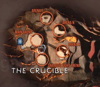 God of War Ragnarok Muspelheim Crucible challenges arena layout map