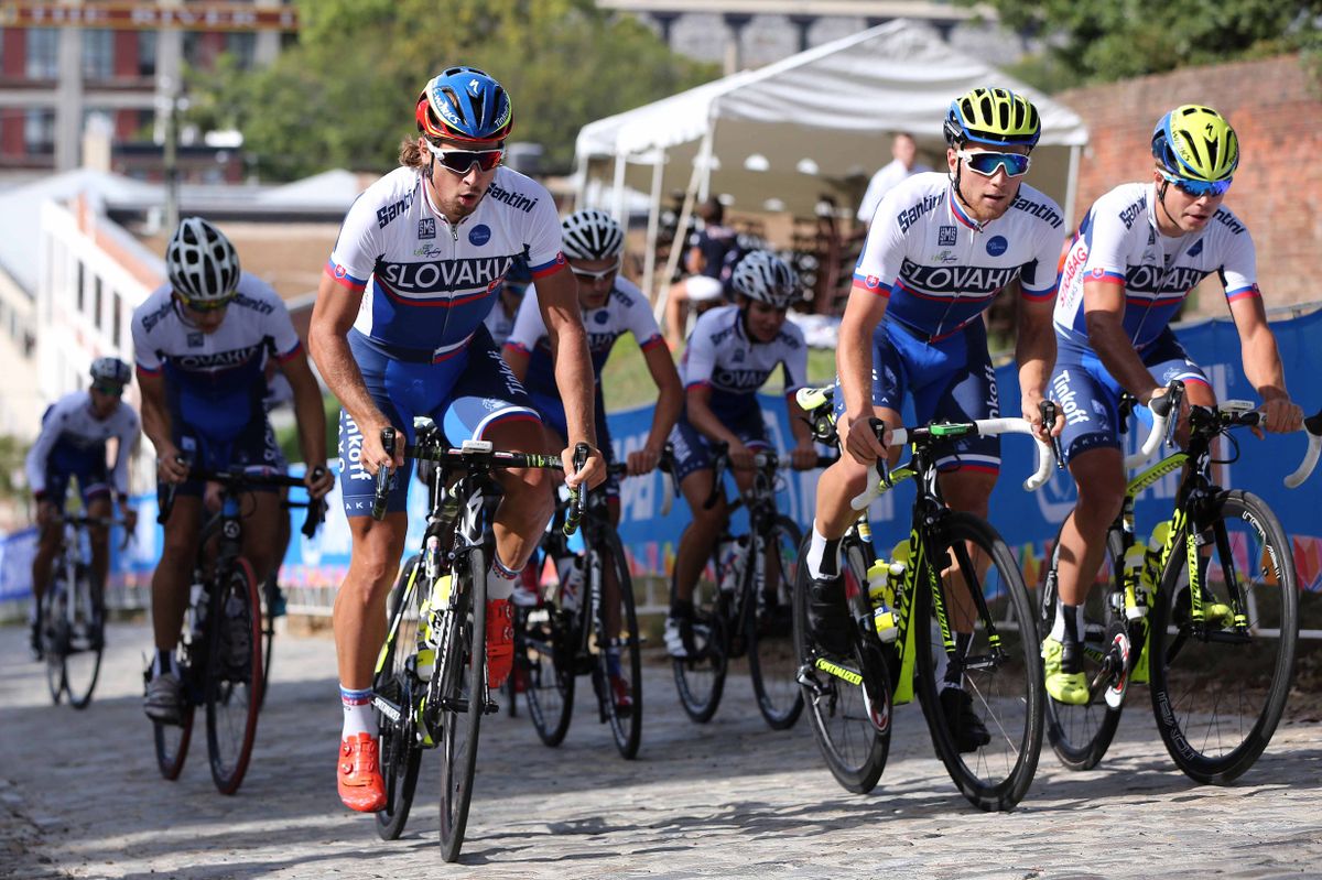 Peter Sagan (Slovakia) putting in an effort up the climb