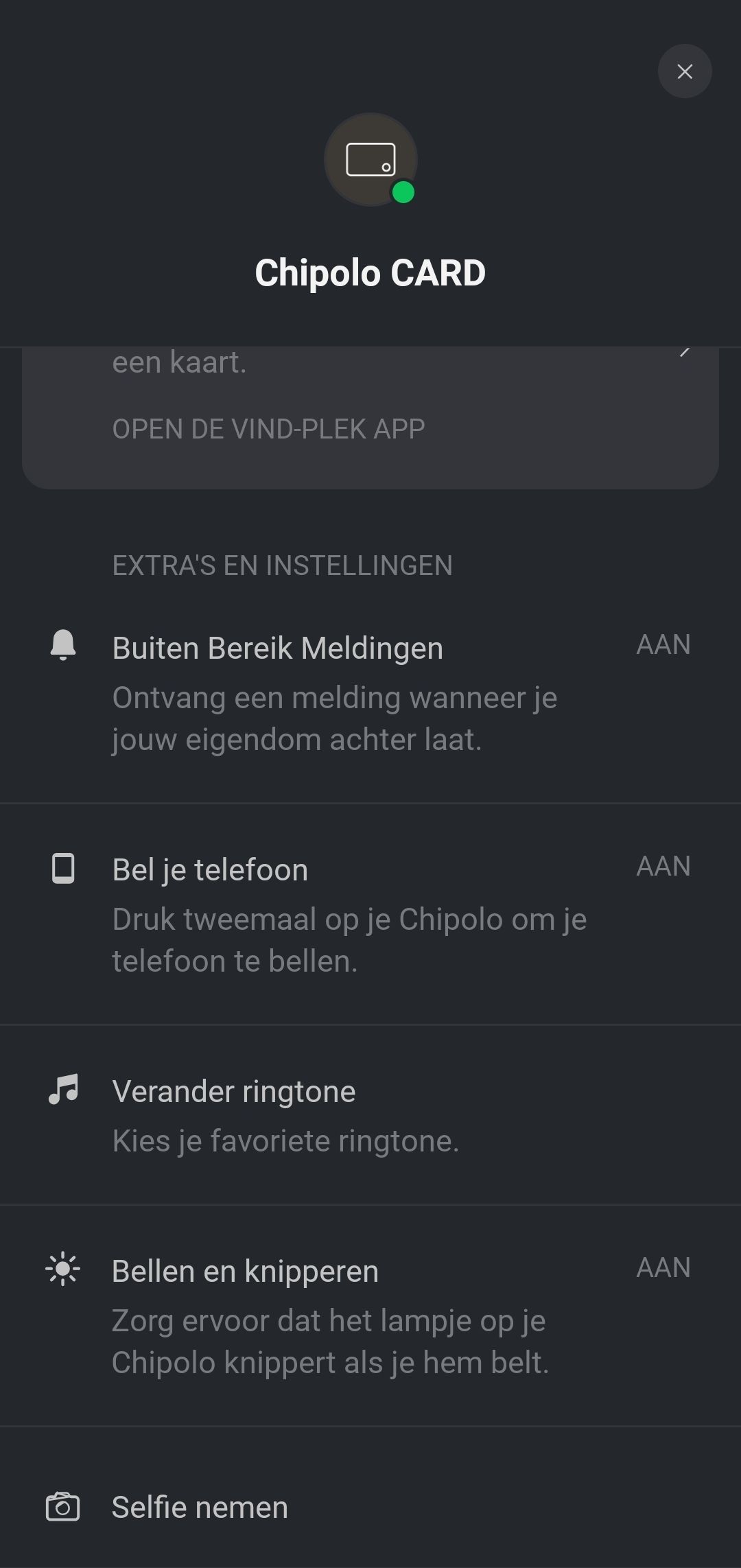 Chipolo Card in Chipolo-app