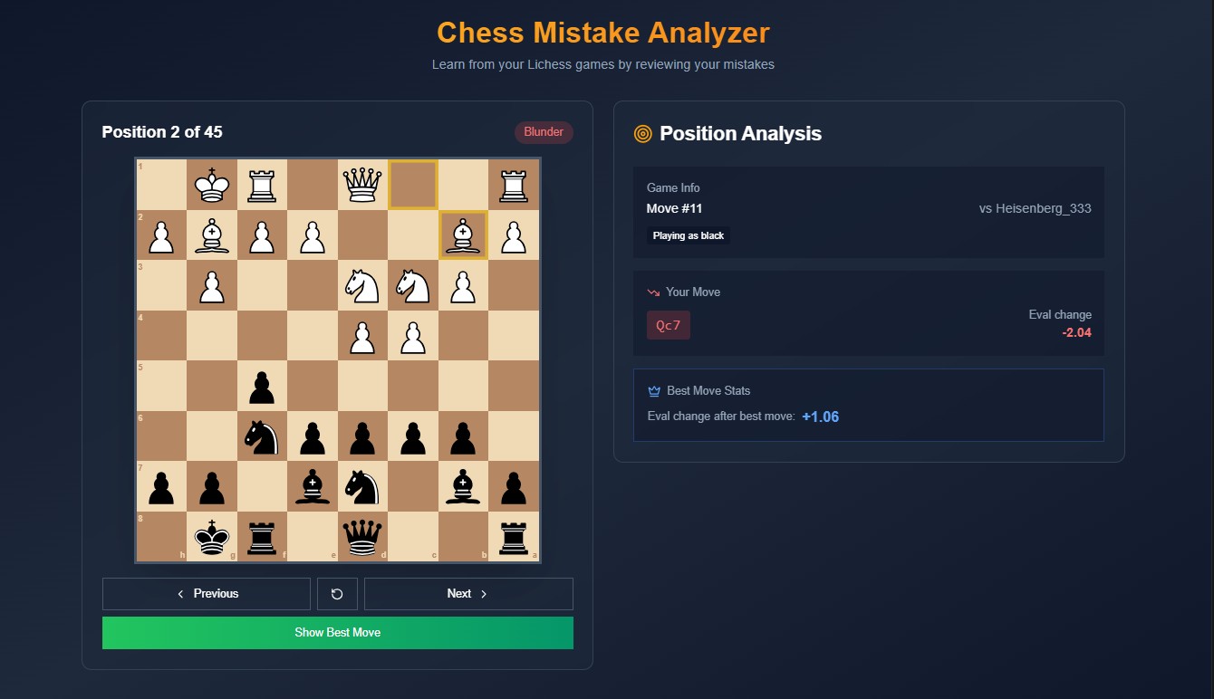 An image of my chess app working