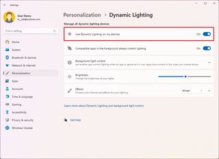 Turn on Dynamic Lighting feature