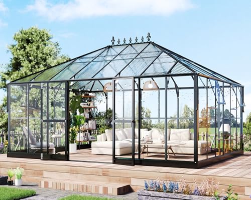 Howe 16x12x9.5 Ft Pavilion Styled Greenhouse With Clear Panels & 4 Vents