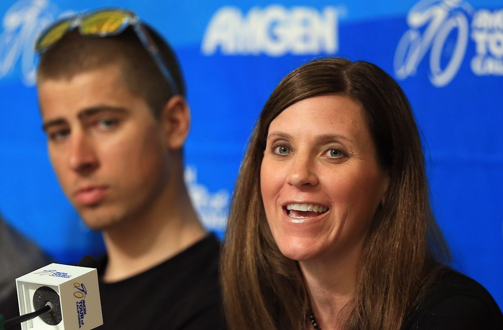 Kristin Bachochin, Senior Vice President of AEG Sports and Executive Director of the AMGEN Tour of California address the media during the kick off press confernce on May 10, 2013 in Escondido.