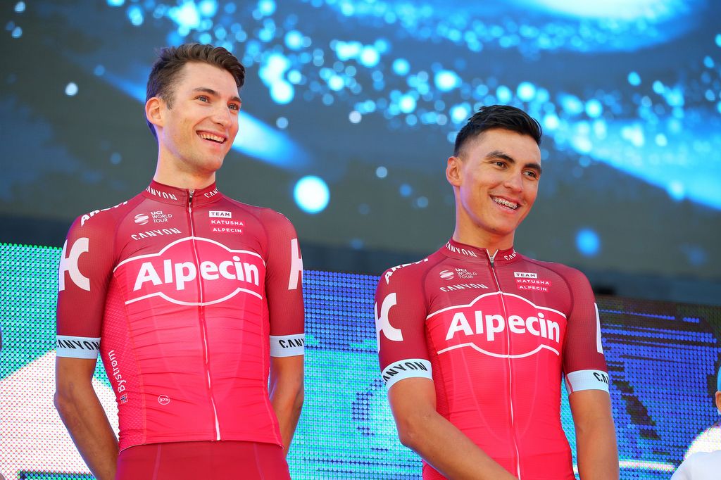 Sven Erik Bystr&oslash;m and Katusha-Alpecin teammate Jhonatan Restrepo