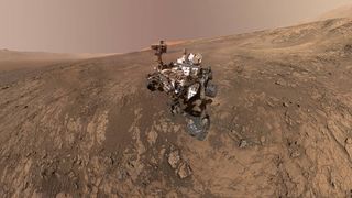 NASA's Curiosity Mars rover took this self-portrait on Jan. 23, 2018, on the slopes of the towering Mount Sharp.