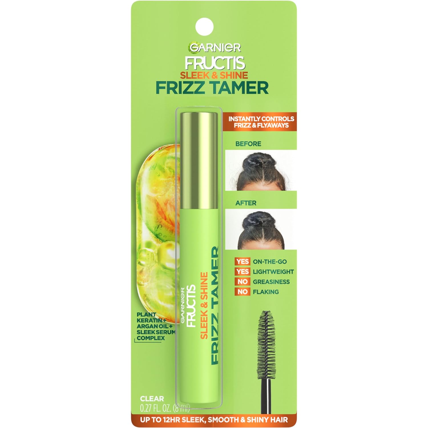 Garnier Fructis Sleek &amp;amp; Shine Frizz Tamer Slicking Hair Serum Wand for Frizz and Flyaways, 0.27 Fl Oz