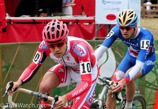 Jesse Anthony (California Giant Berry) on the pavement with Danny Summerhill (Garmin-Transitions)