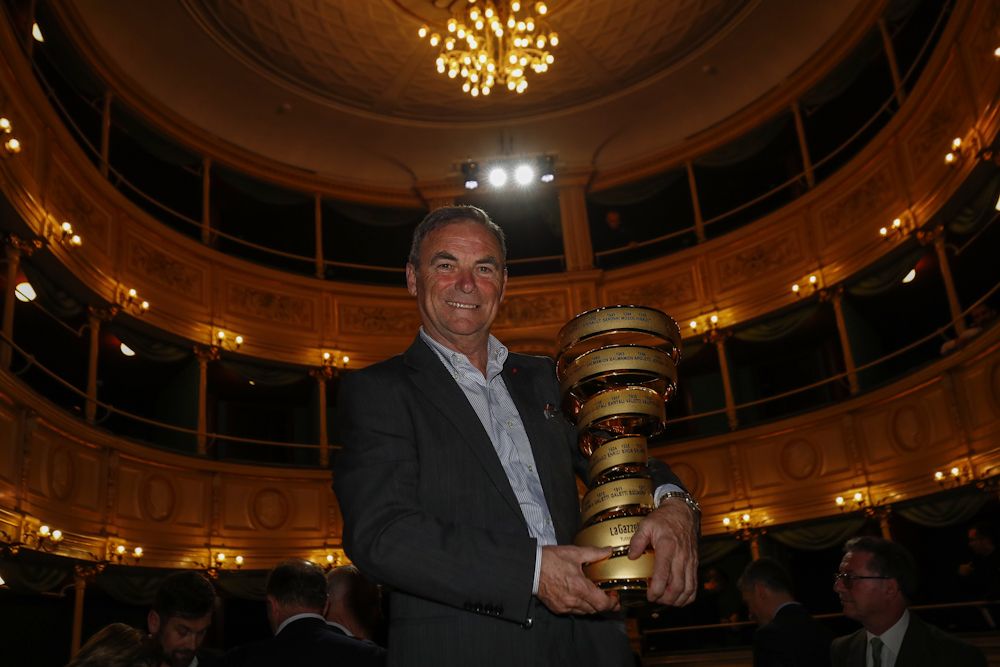 Bernard Hinault after he was inducted into the Giro d'Italia Hall of Fame