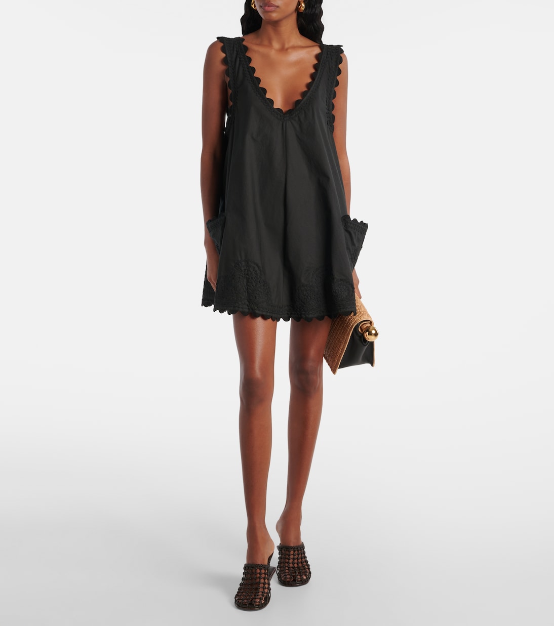 Embroidered Cotton Poplin Minidress
