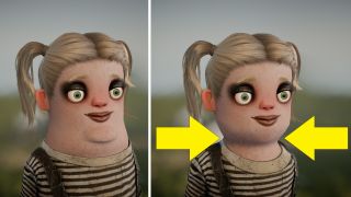 Character model with and without neck