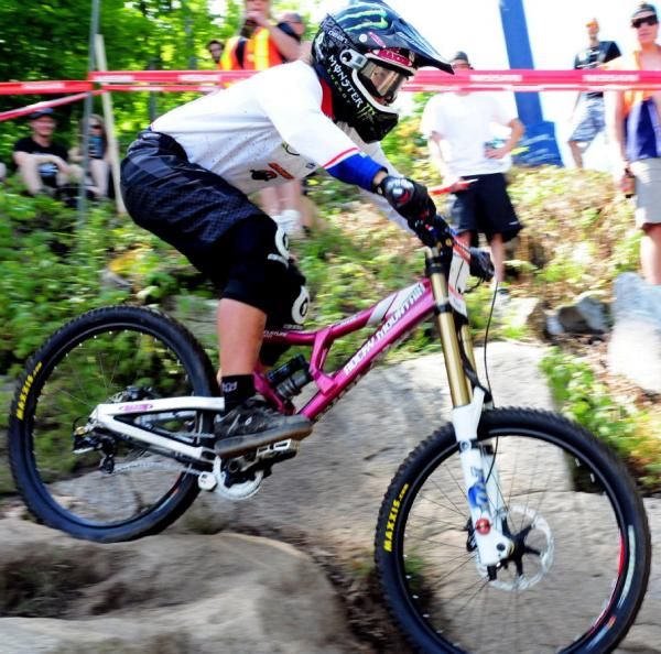 Sabrina Jonnier (Team Maxxis- Rocky Mountain) racing to victory.