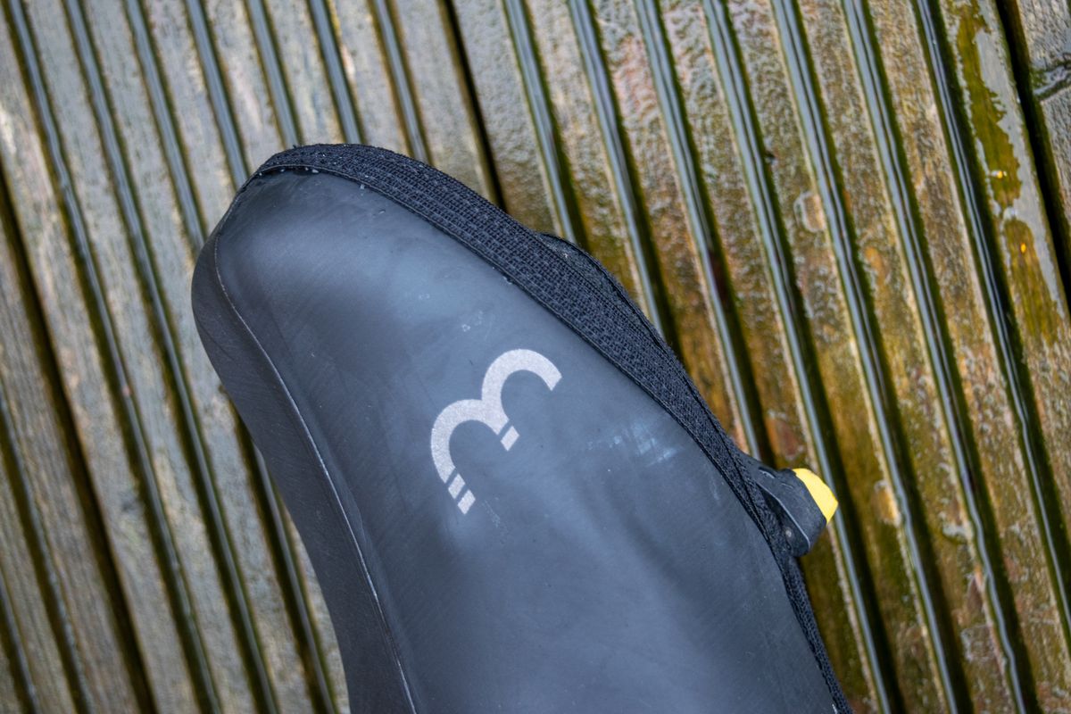 A rider wearing BBB Ultrawear winter overshoes