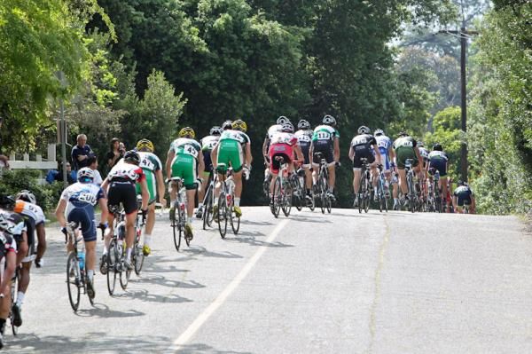The men getting strung out heading into another lap.