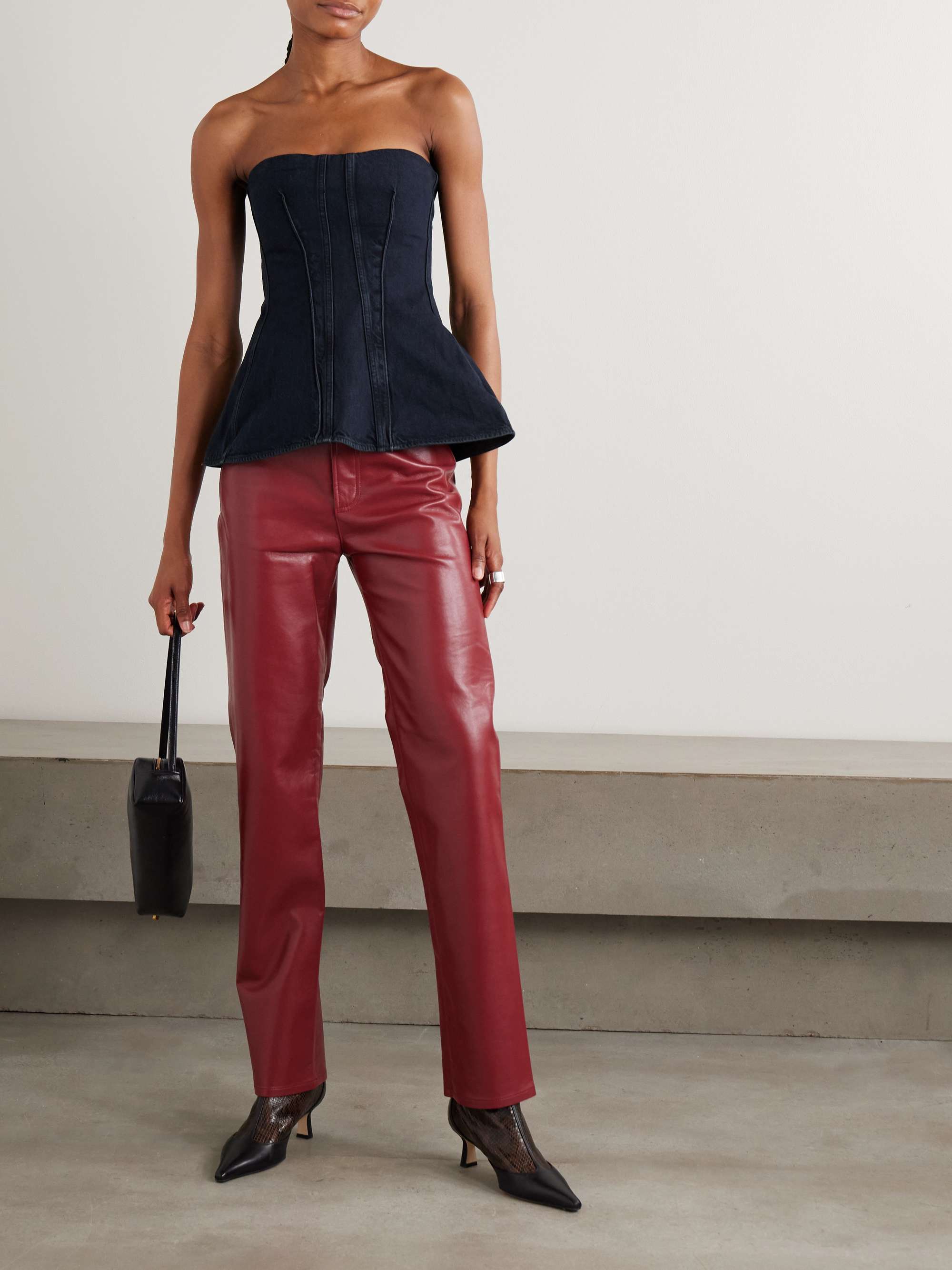 Lara Strapless Paneled Denim Bustier Top
