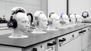 A line up of headphones to display the development of the Dyson Zone