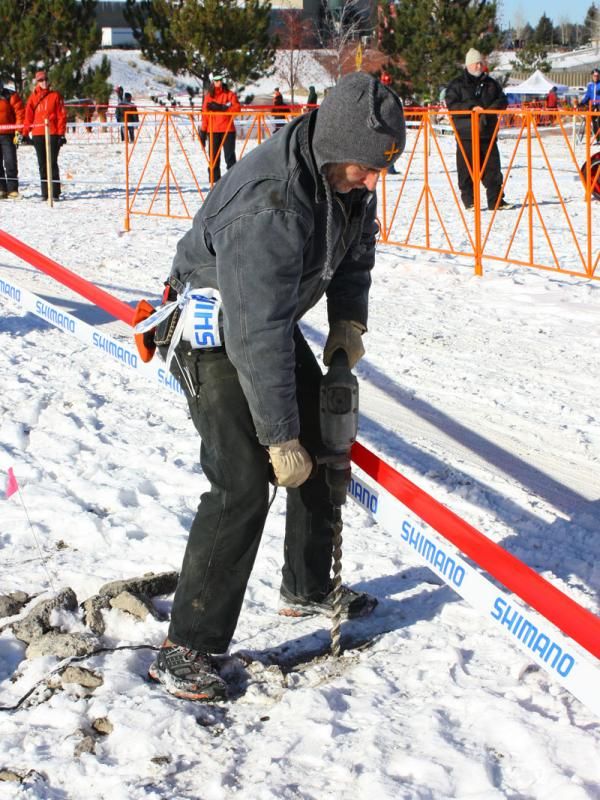 Ground conditions were so hard that course workers had to use construction drills to place course markers.