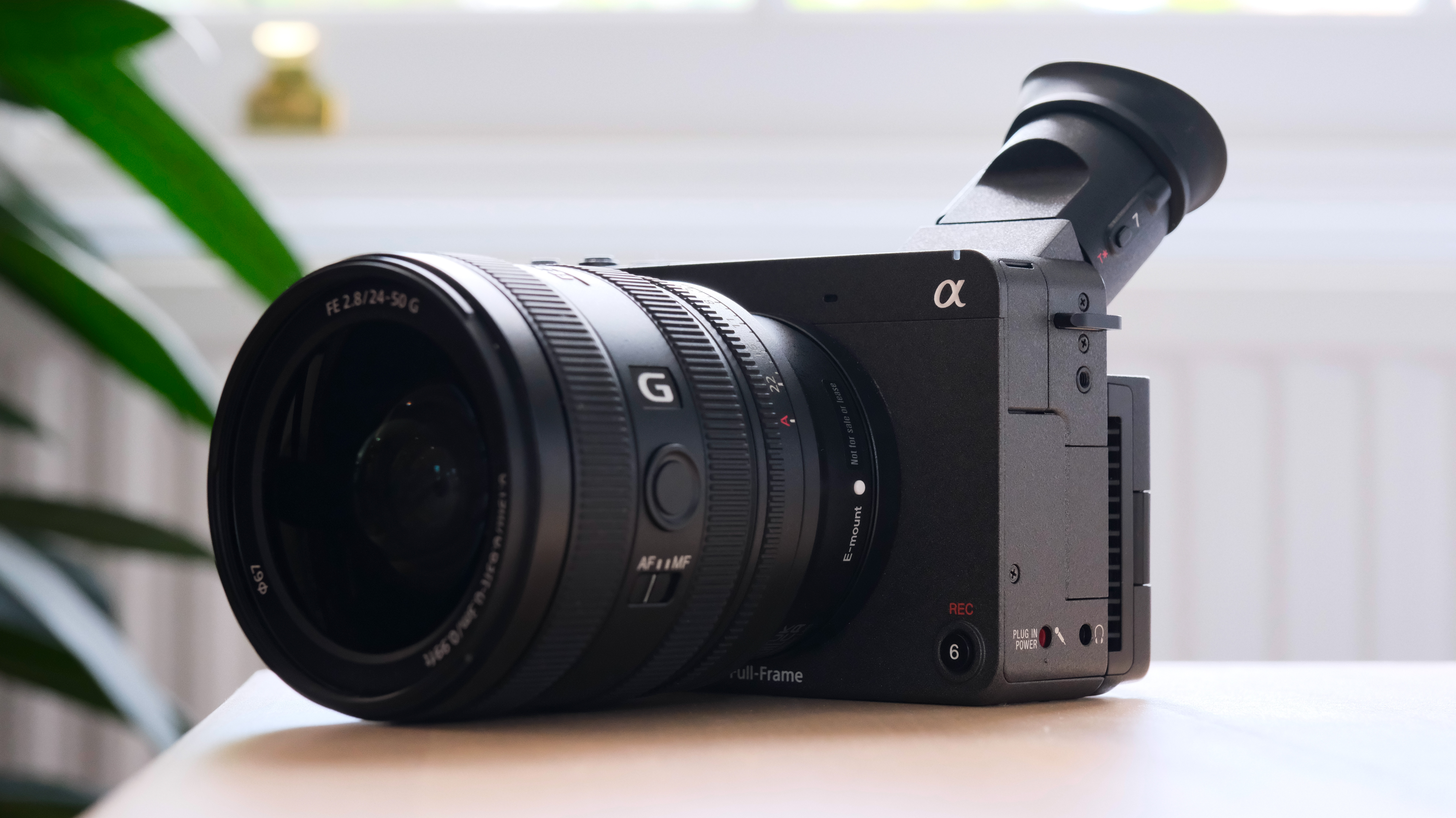 Sony FX2 camera on a wooden bench