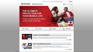 McAfee Mobile Security's homepage