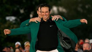 Trevor Immelman receiving the Green Jacket for winning The Masters in 2008