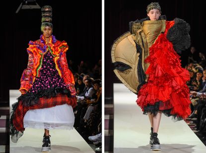 Comme des Garçons: large oversized ruffles take over exaggerated dresses