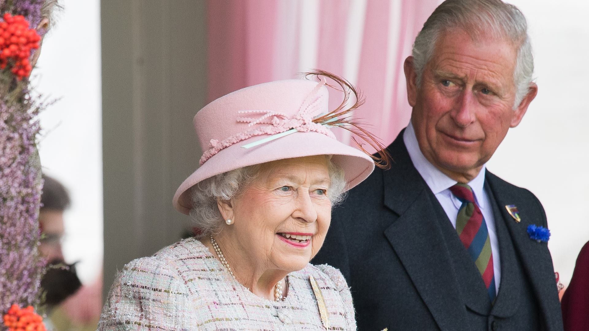 Queen Elizabeth II and Prince Charles, Prince of Wales attend the 2017 Braemar Highland Gathering at The Princess Royal and Duke of Fife Memorial Park on September 2, 2017