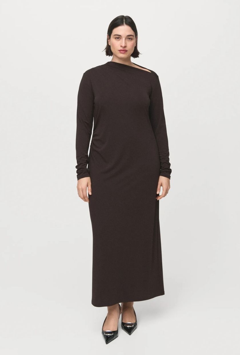 MANGO, Boat-Neck Ruched Dress