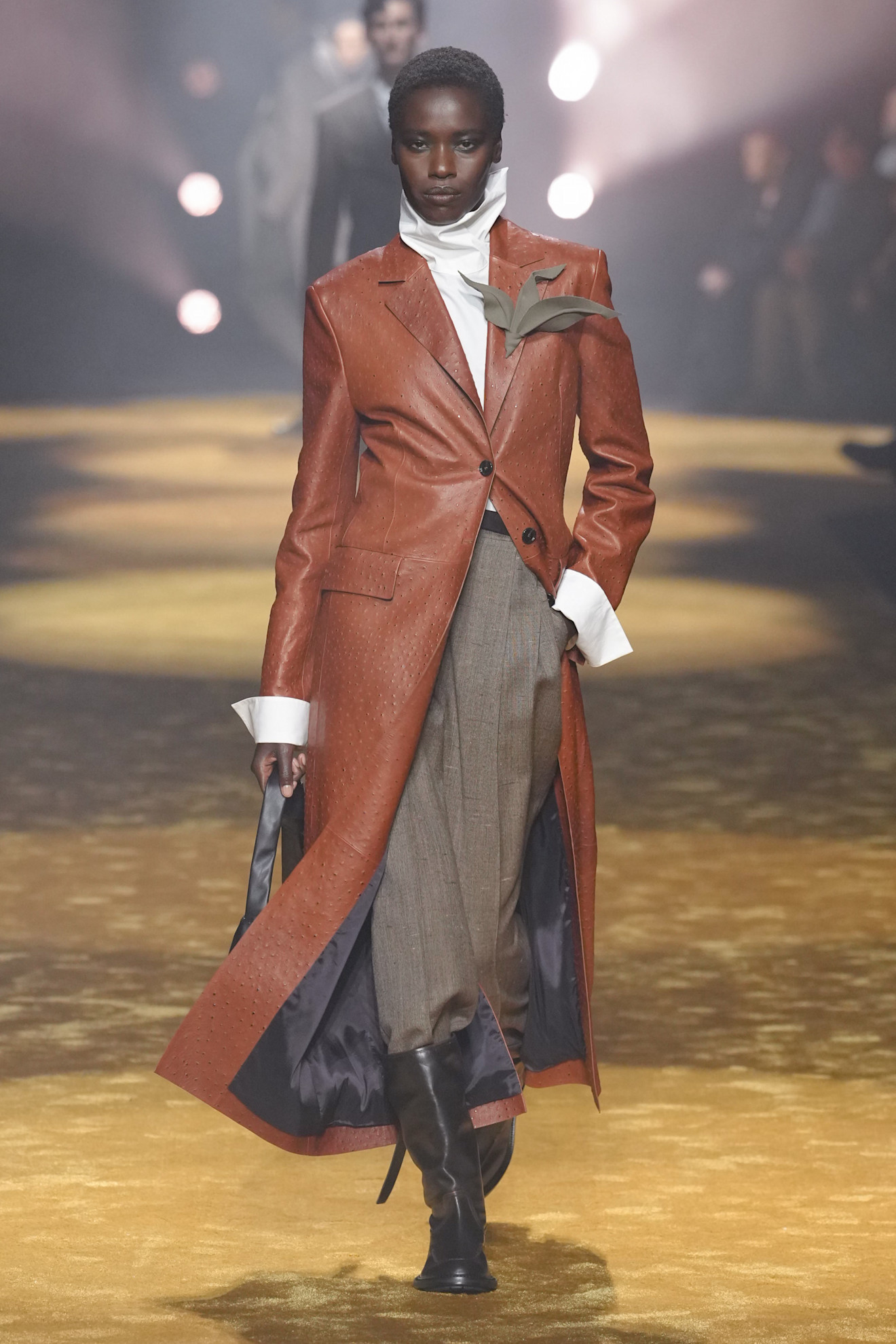 Model walks the Hugo Boss autumn/winter 2026 runway.