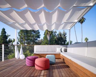 pale awning over modern decking