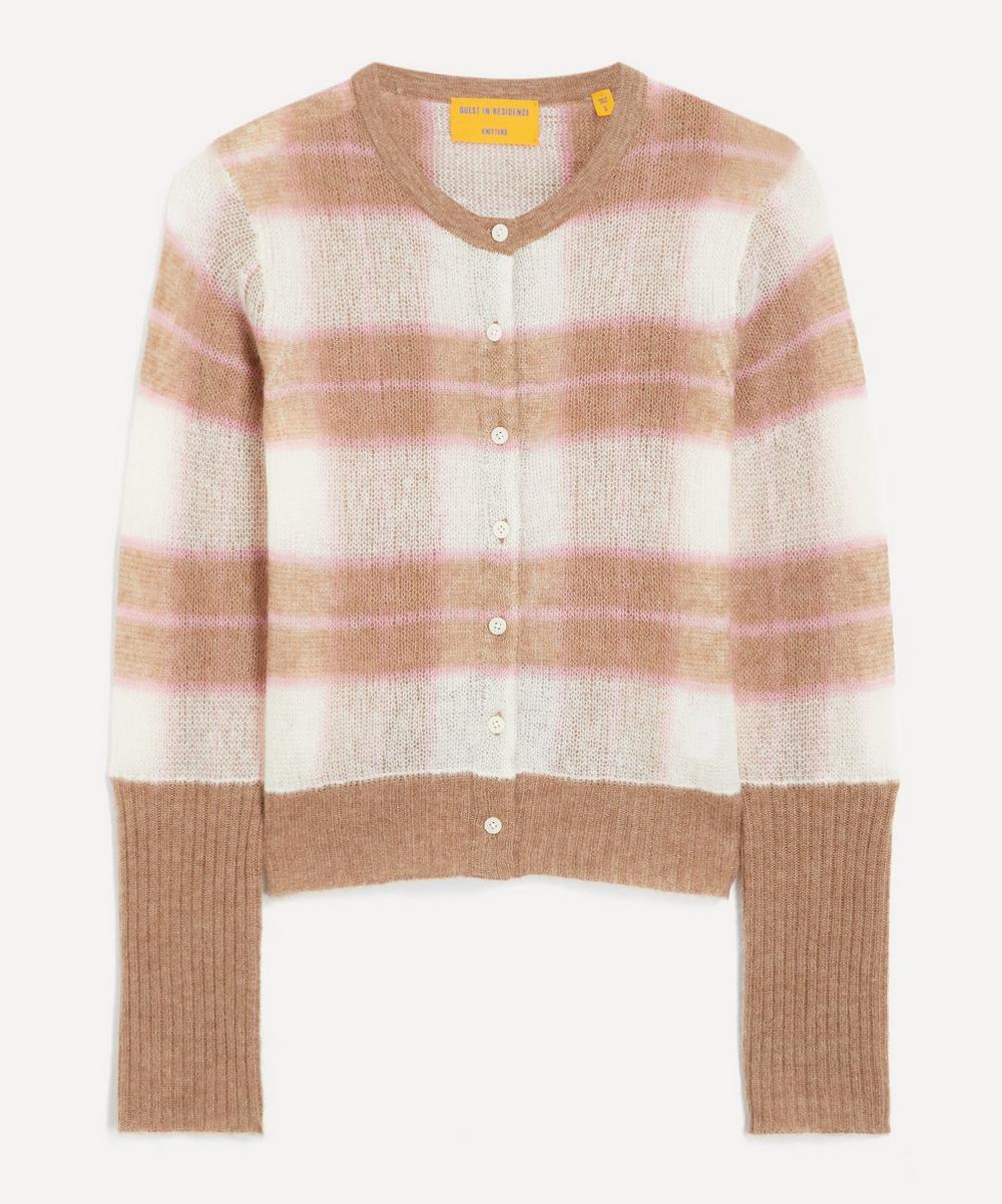 Shadow Plaid Cashmere-Silk Cardigan