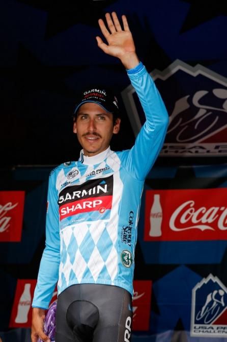 Lachlan Morton (Garmin Sharp) in the best young rider's jersey in Colorado