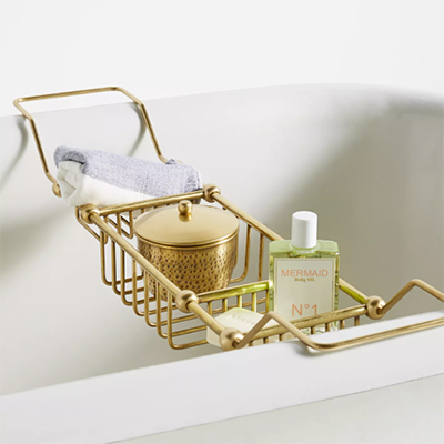 Anthropologie gold bath tray