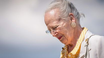 Queen Margarethe's gingham yellow dress was the perfect summer look as Her Majesty stepped out in a yellow and white ensemble