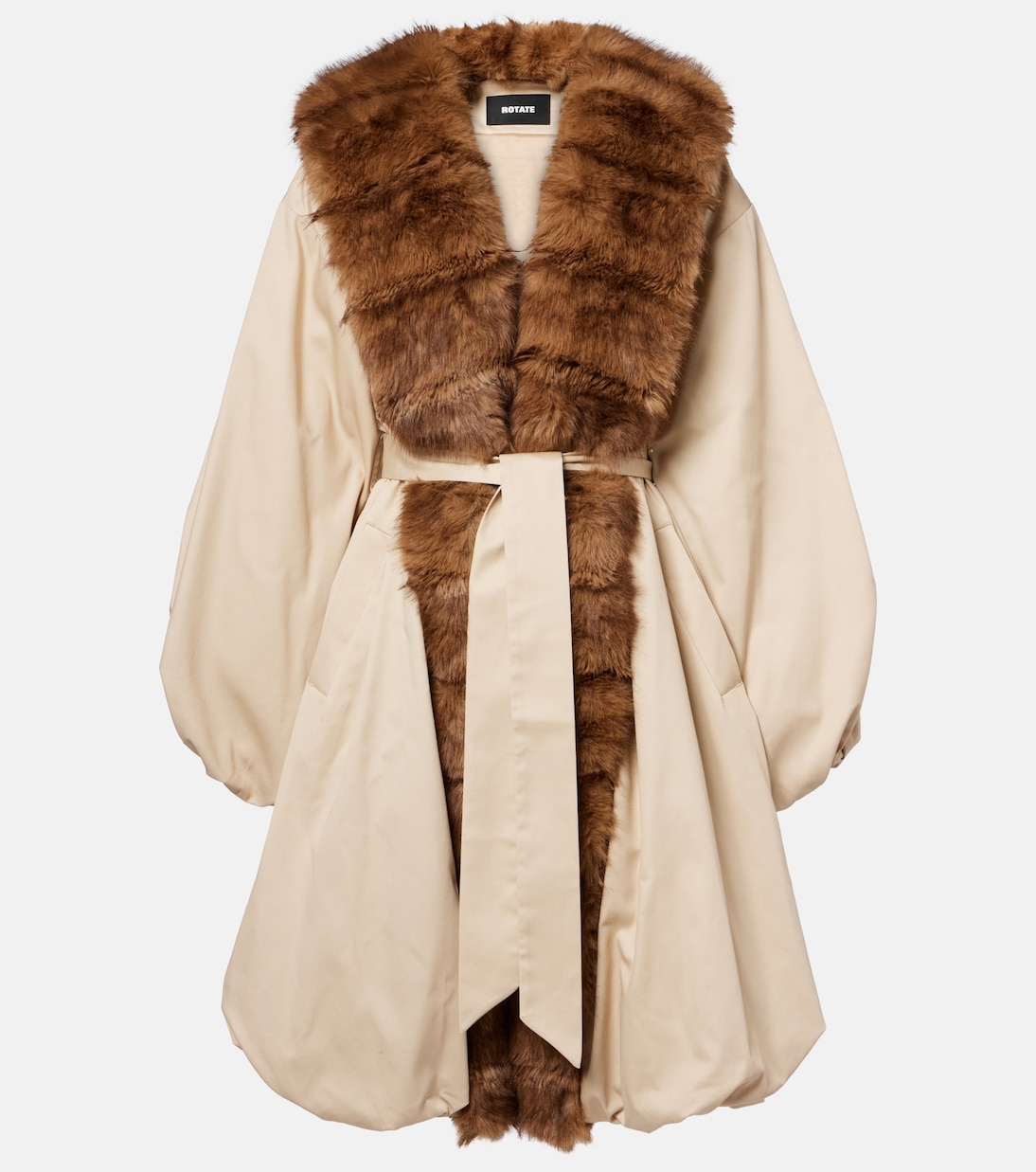 Belted Coat in Beige - Rotate