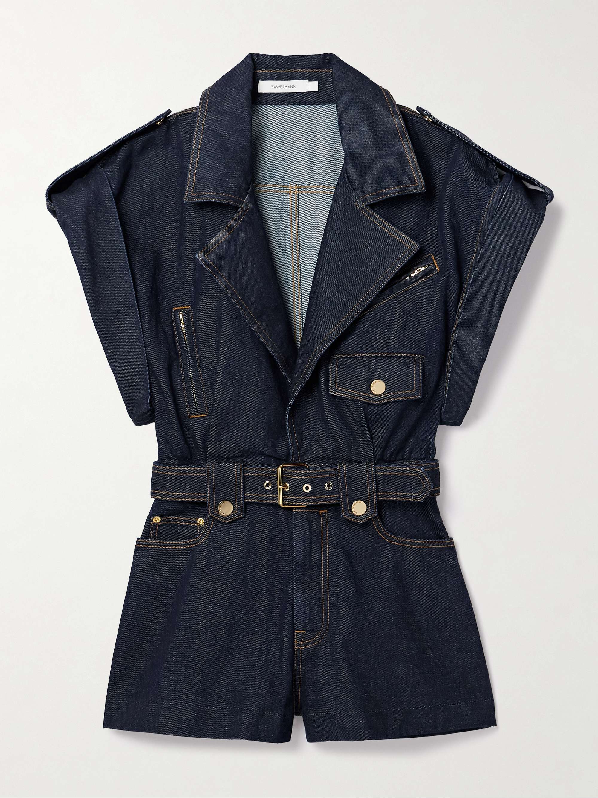 Crush Belted Denim Playsuit