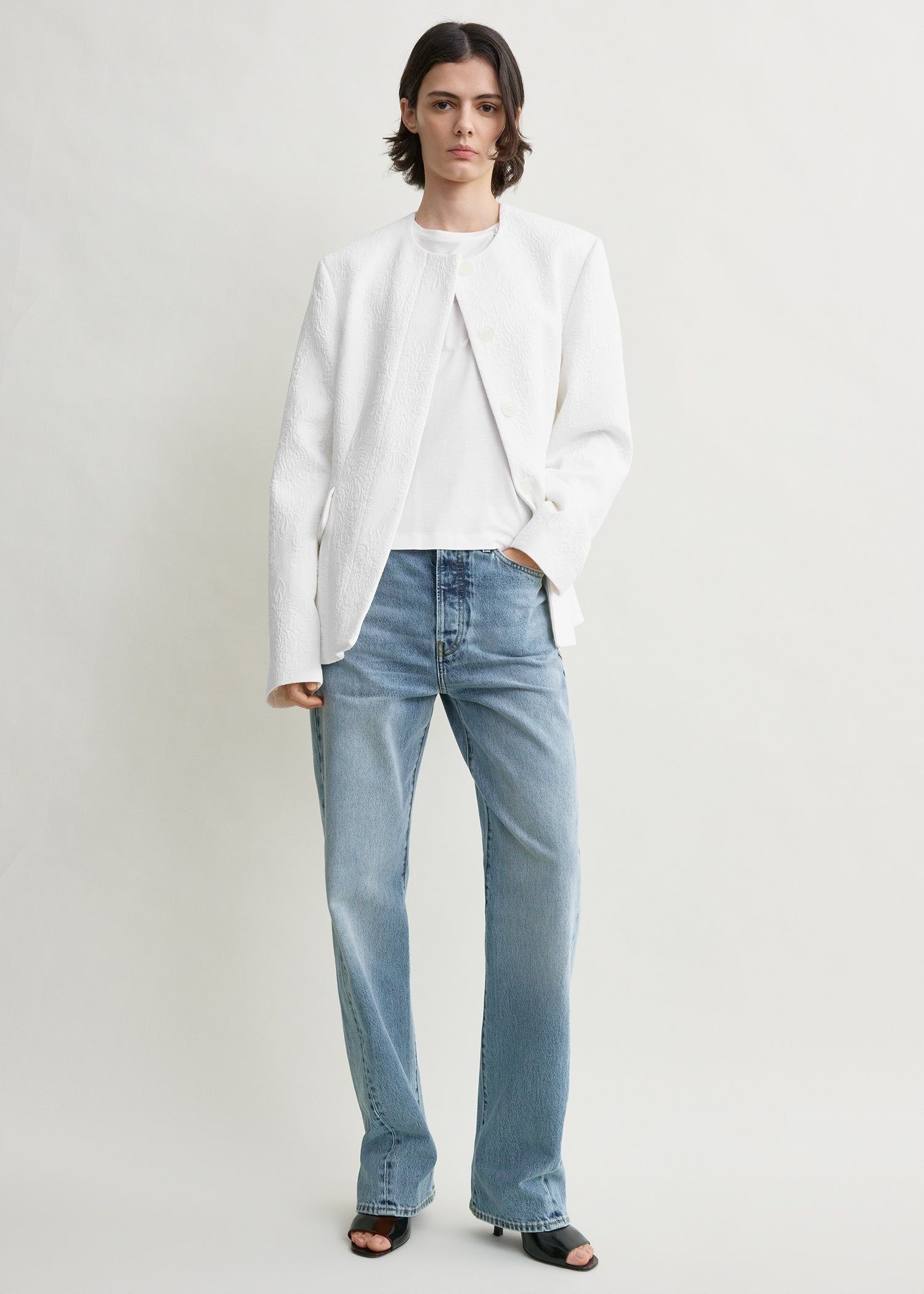 Jacquard Cotton Jacket Optic White - 30