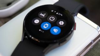 Samsung Galaxy Watch 4 quick settings and battery percentage