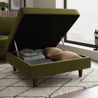 green ottoman with storage