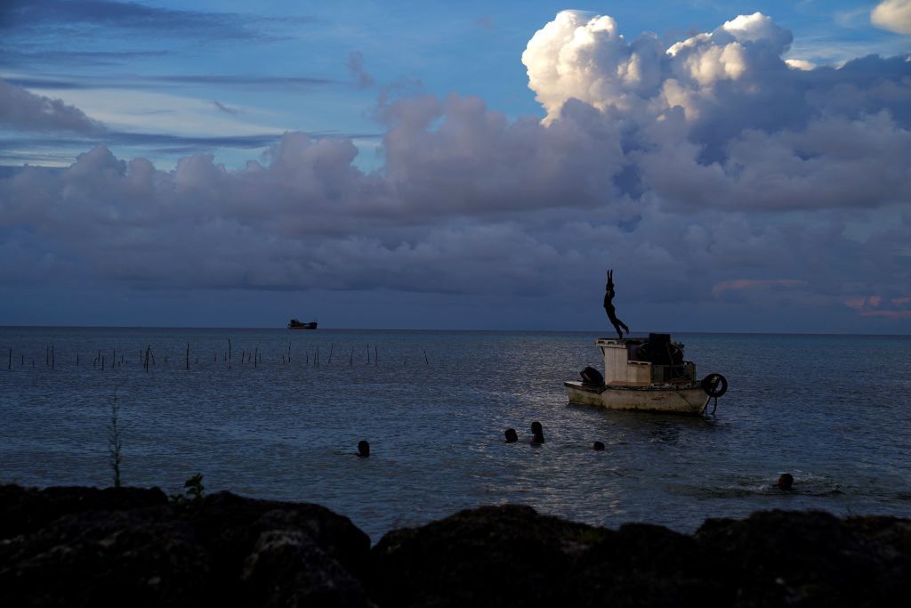 Ash cloud off the coast of Tonga