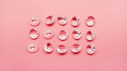 diamonds on pink background, missoma fine collection